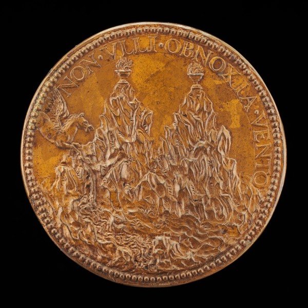 The Summits of Pindus, on Each a Flaming Vase [reverse], 1555.