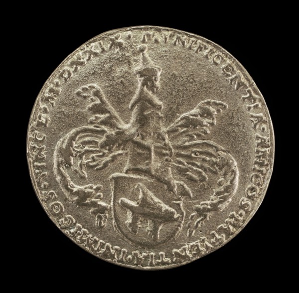 Shield of Arms, Crest and Mantling [reverse], 1529.