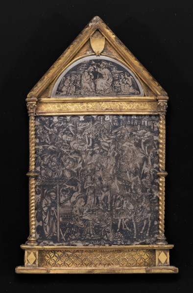 Pax with the Adoration of the Magi (in lunette: Coronation of the Virgin).