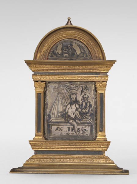 Pax with the Man of Sorrows (in lunette: Virgin and Child).