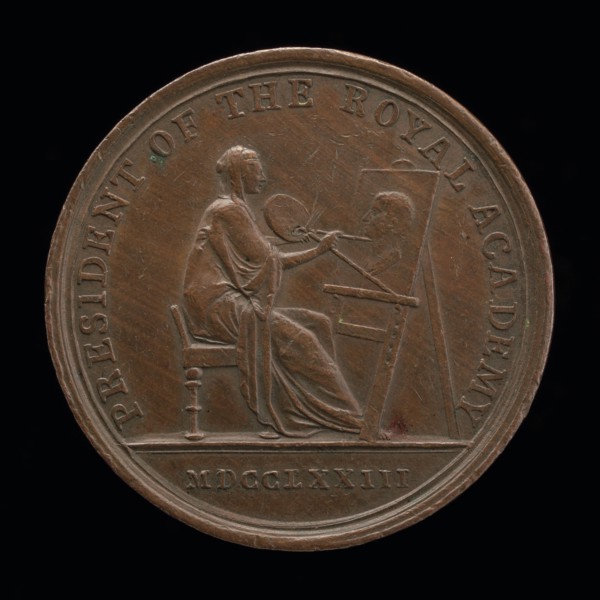 Personification of Painting at an Easel Portraying Sir Joshua Reynolds [reverse], 1773.