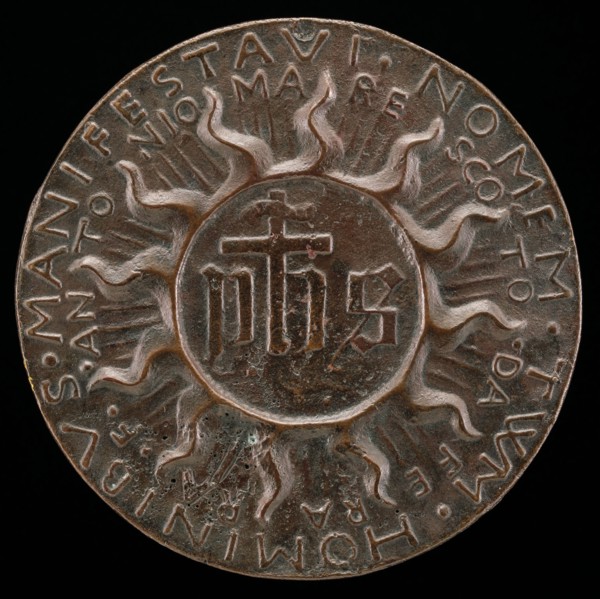 The Trigram IHS in a Flaming Halo [reverse], c. 1444/1462.
