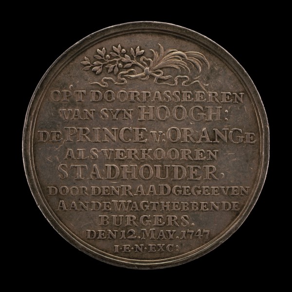 Inscription: William IV, Prince of Orange, Elected Stadtholder [obverse], 1747.