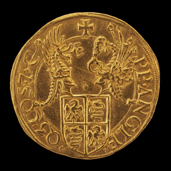Shield with Two Crests [reverse], 16th century.