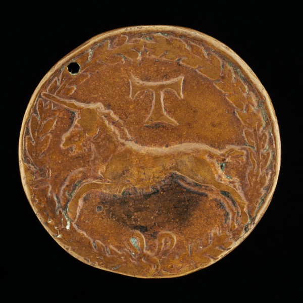 Unicorn and Tau-Cross [reverse], c. 1480/1486.