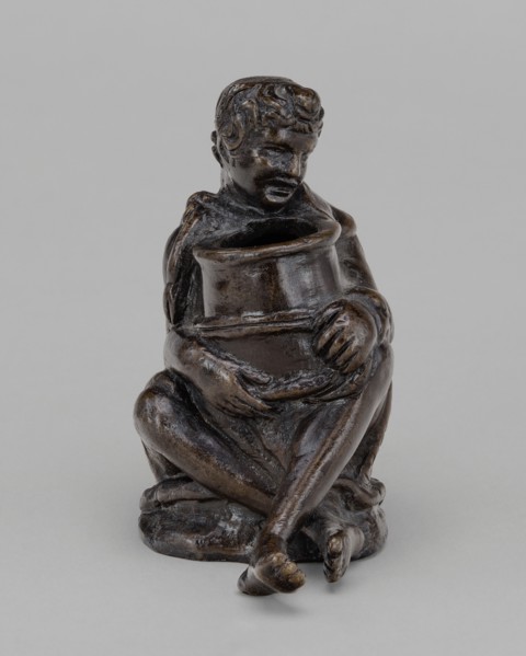 Seated Boy Holding a Jar (an Inkwell ?), first half 16th century.