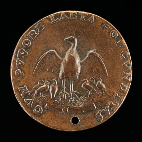Pea-hen with Six Young [reverse], c. 1540.