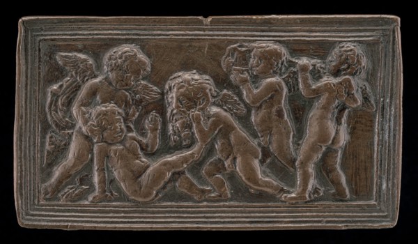 Infant Bacchants with Pipes, a Vase, and a Mask of Silenus, c. 1465/1471.