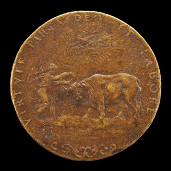 Female Figure Placing a Wreath on an Ox's Horns [reverse], probably 1558.