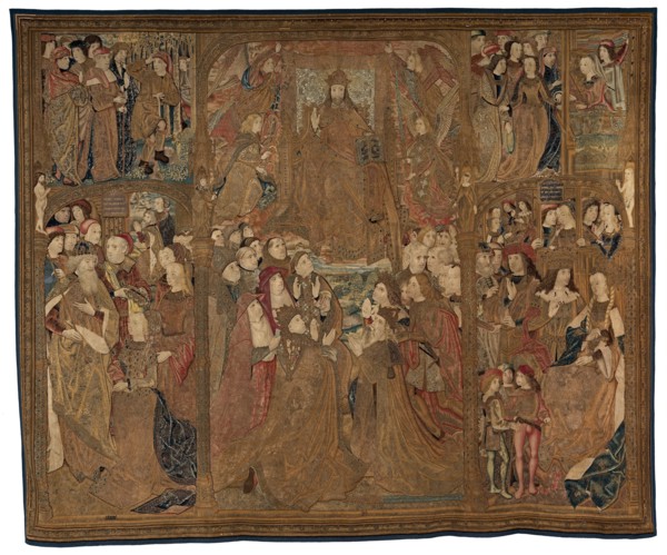 The Triumph of Christ ("The Mazarin Tapestry"), c. 1500. on the left emperor Augustus is with the Tiburtine sibyl