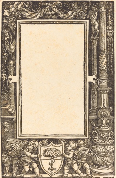 Title-Border with Putti Holding the Pirckheimer Arms, probably 1513.