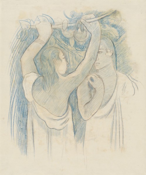 Two Tahitians Gathering Fruit [verso], 1899/1900.