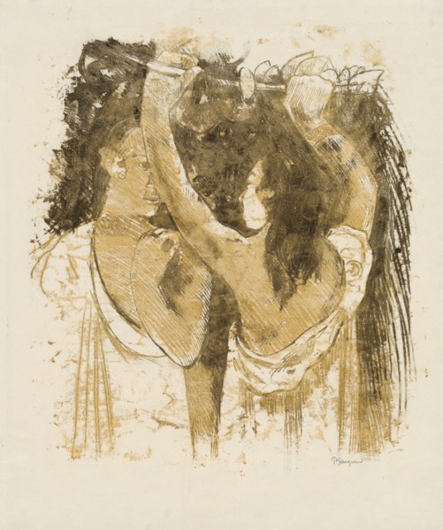 Two Tahitians Gathering Fruit [recto], 1899/1900.
