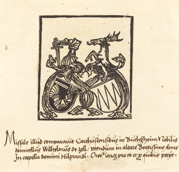 Bookplate of Wilhelm von Zell, in or after 1500.