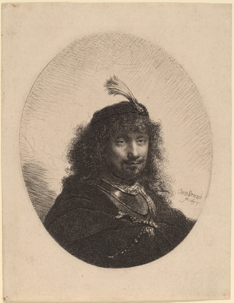 Self-Portrait (?) with Plumed Cap and Lowered Sabre, 1634.
