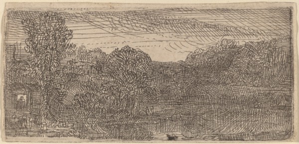 Small Gray Landscape: a House and Trees beside a Pool, c. 1640.