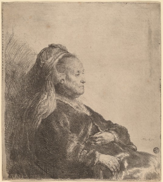The Artist's Mother Seated, in an Oriental Headdress, 1631.