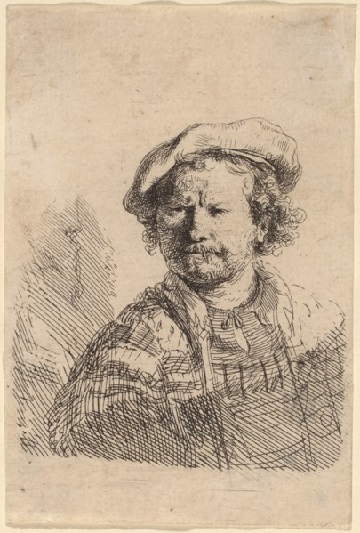 Self-Portrait in a Flat Cap and Embroidered Dress, c. 1642.