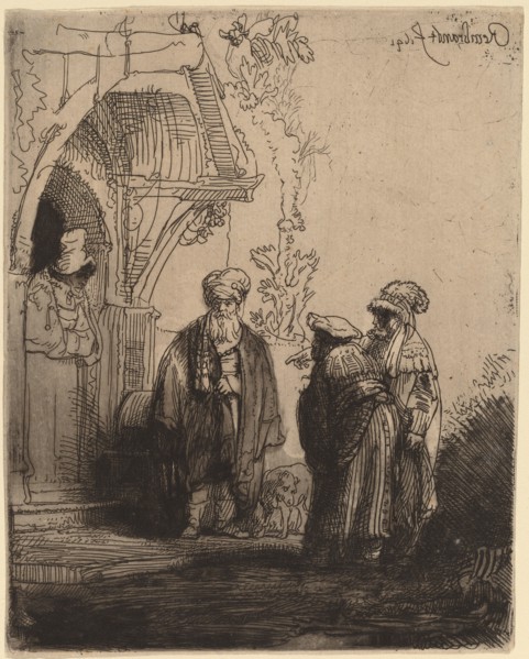 Three Oriental Figures (Jacob and Laban?), 1641.