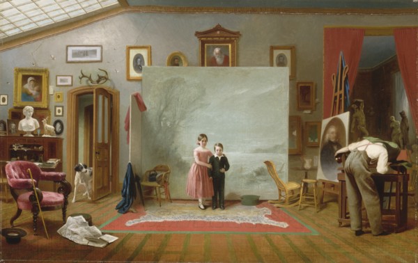 Interior with Portraits, ca. 1865. The little boy had just died when the picture was requested, but he was not then the small child shown here. Rather, he was a 26-year-old volunteer firefighter who h...