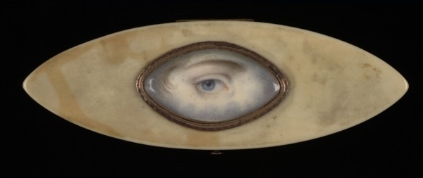 Eye Miniature on an Elliptical Ivory Box, ca. 1800.
