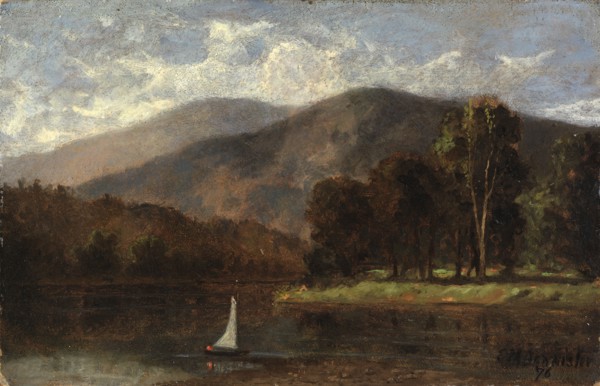 Untitled (sailboat in river), 1876.