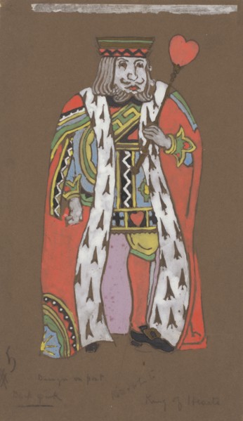 King of Hearts (costume design for Alice-in-Wonderland, 1915.
