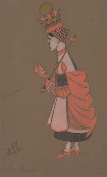 Red Queen (costume design for Alice-in-Wonderland) 1915).
