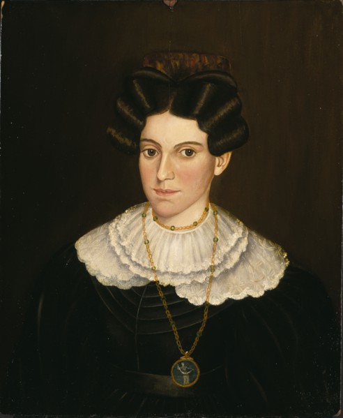 Woman in Black Dress, ca. 1835-1840. Attributed to M. W. Hopkins.