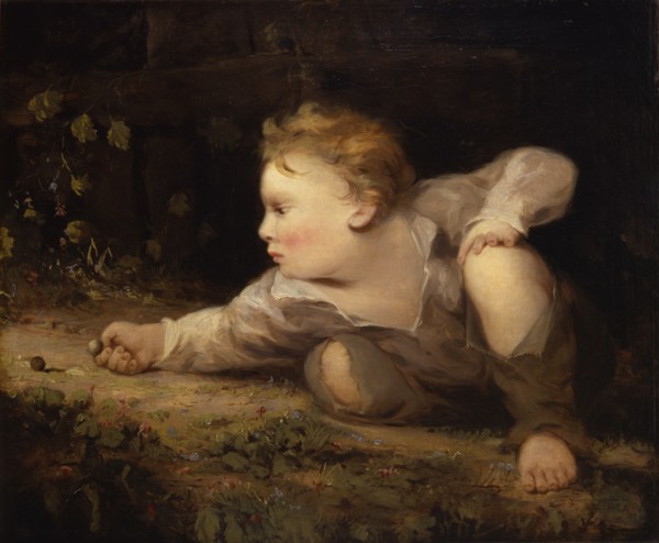 Boy Playing Marbles, ca. 1858.