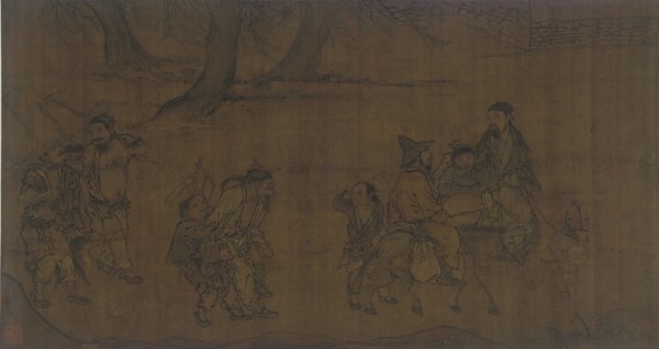 A Group of traveling workmen, 1368-1644. Formerly attributed to Li Di.