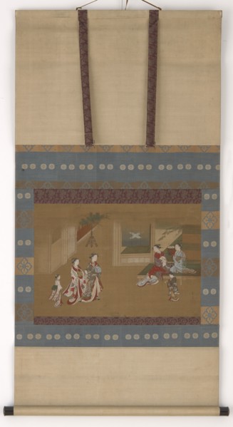 Two yujo making a New Year call upon two others, 18th century.