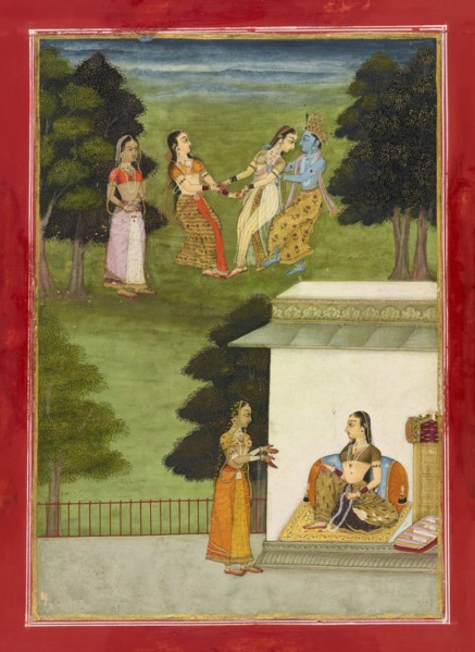 Krishna playing with the gopis, folio from a Rasikpriya, dated 1686 (Samvat 1743).