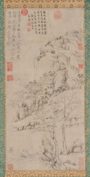 Hillside and bamboos, 17th century. Style of Ni Zan.