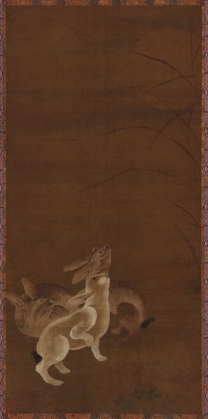 Three hares looking at the moon, 1368-1644.