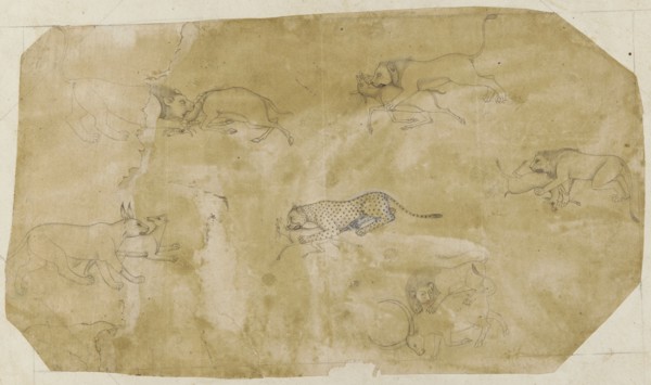 Six groups of fighting animals, 18th century.