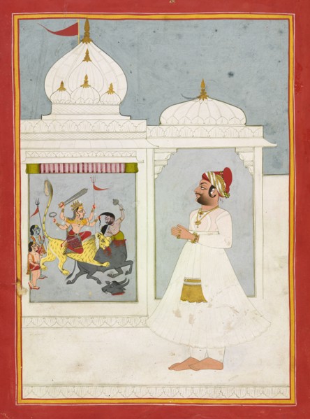 Thakur Ajit Singh worships the Goddess, dated 1817.