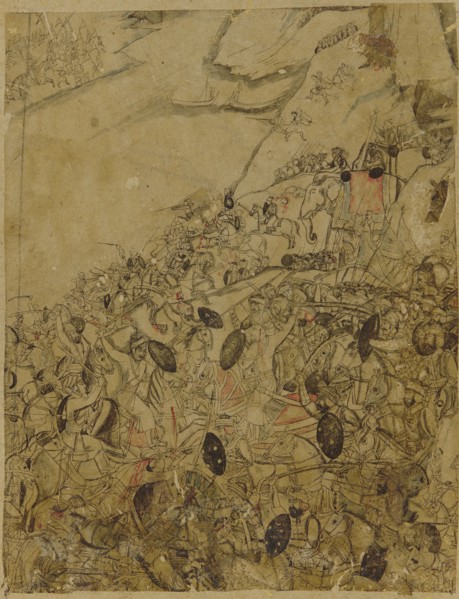 A Battle on the banks of a river, late 17th century.
