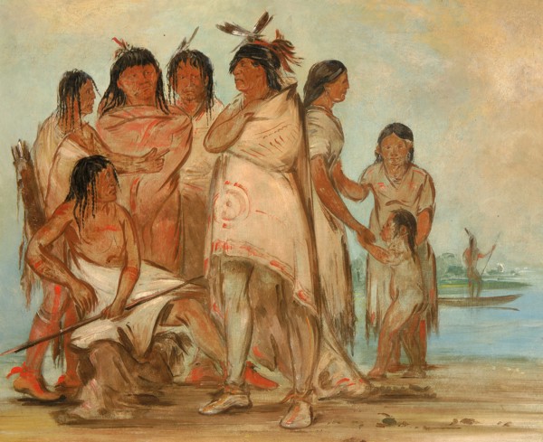 Du-cór-re-a, Chief of the Tribe, and His Family, (1830?)