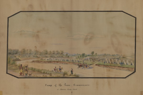 Camp of the Peace Commissioners at Medicine Lodge Creek, 1867.