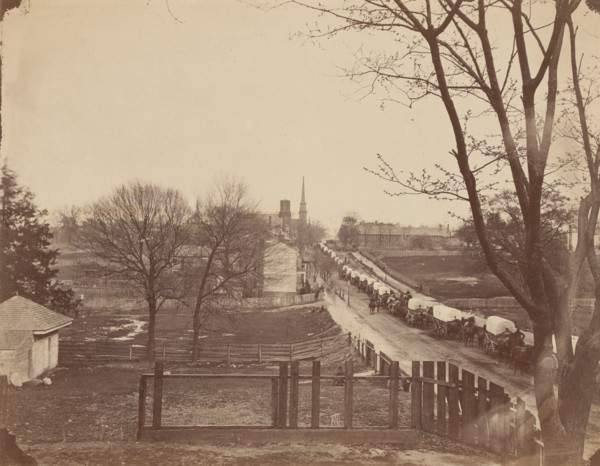 Train of Army Wagons Entering Petersburg, Virginia, April 1865.