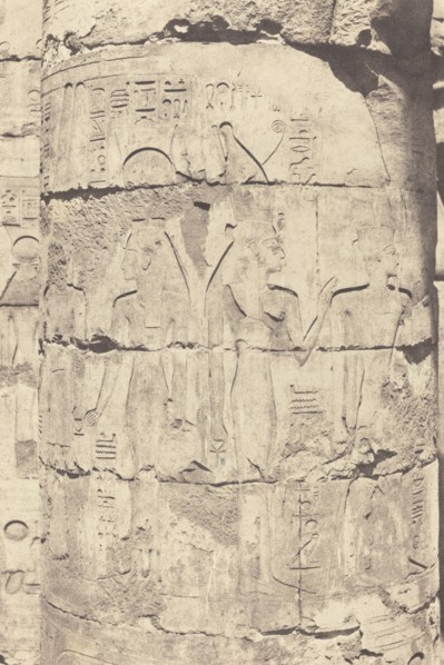 Karnak (Thèbes), Palais--Salle hypostyle--Colonnade Centrale--Décoration d'un Fut, 1853.