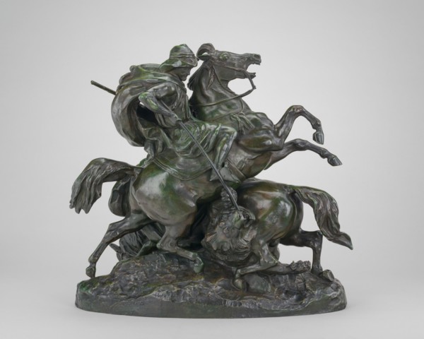Two Arab Horsemen Killing a Lion, model 1838, cast by 1873.