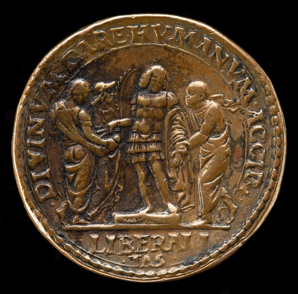 The Marquess Giving Alms [reverse], probably 1484/1506.