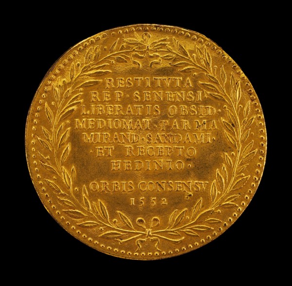 Inscription in a Laurel Wreath [reverse], 1552.
