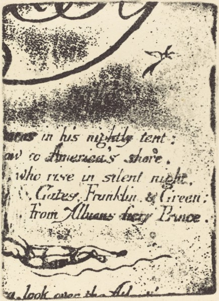 Restrike from fragment of cancelled plate for "A Prophecy", 1793.