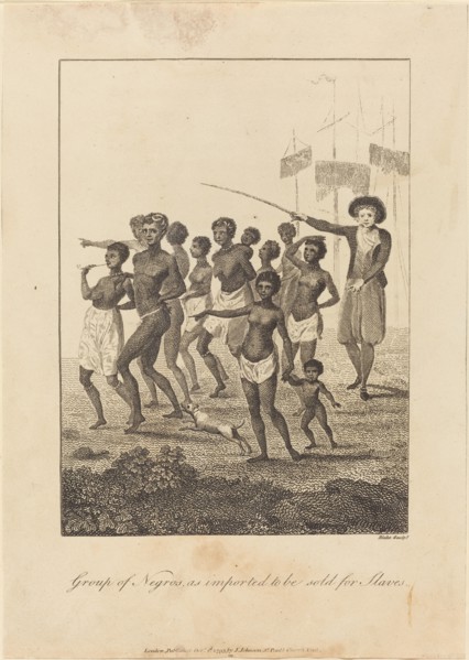 Group of Negros, as imported to be sold for Slaves, 1793.