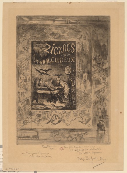 Frontispiece for "Zigzags d'un Curieux, d'Octave Uzanne", 1888.