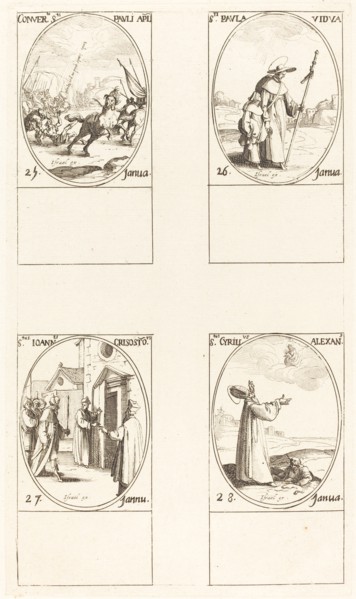 The Conversion of Saul; St. Paul; St. John Chrysostom; St. Cyril of Alexandria.