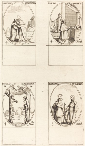 St. Emeric; St. Charles Borromeo; St. Vitalis & Agricola; Sts. Zachary & Elizabeth.